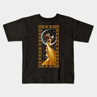 Summer Moon Art Deco Kids T-Shirt